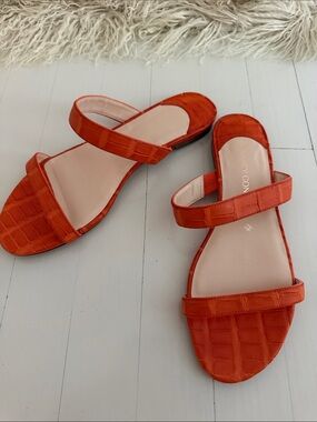 Nancy Gonzalez Orange Genuine Crocodile Sandals Size 38